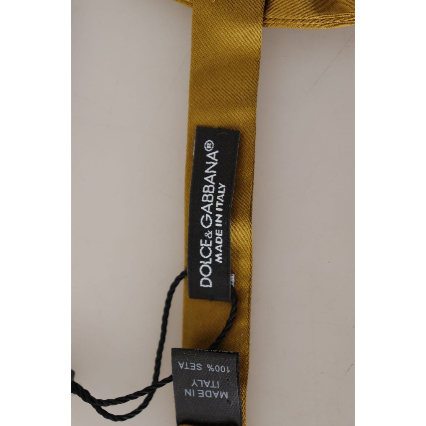 Dolce & Gabbana Elegant Mustard Silk Bow Tie Dolce & Gabbana Dark Gray