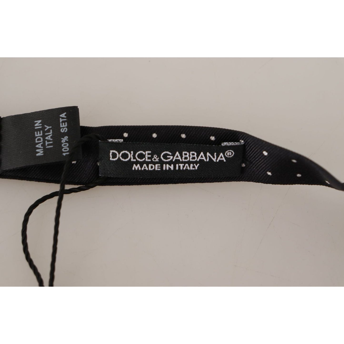 Dolce & Gabbana Elegant Black Polka Dot Silk Bow Tie Dolce & Gabbana Dark Gray