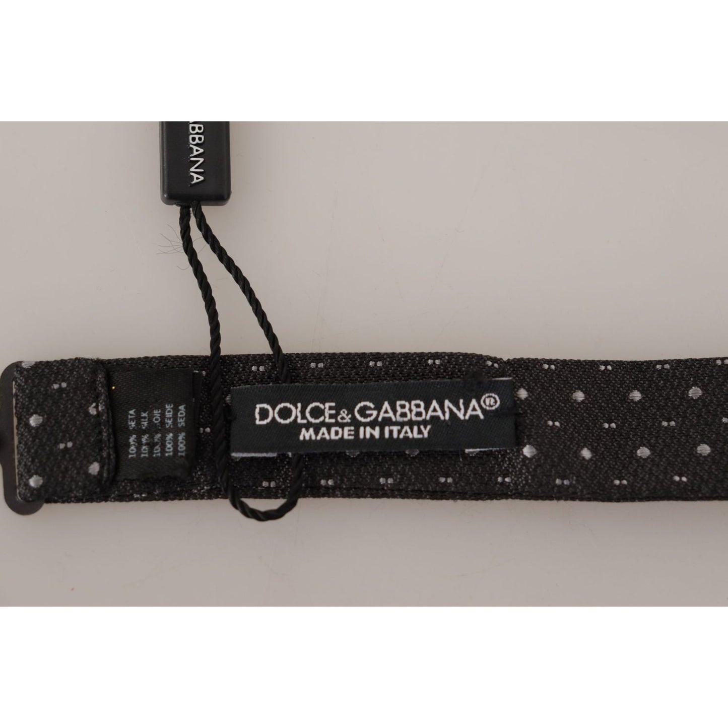 Dolce & Gabbana Elegant Polka Dot Silk Bow Tie Dolce & Gabbana Dark Gray
