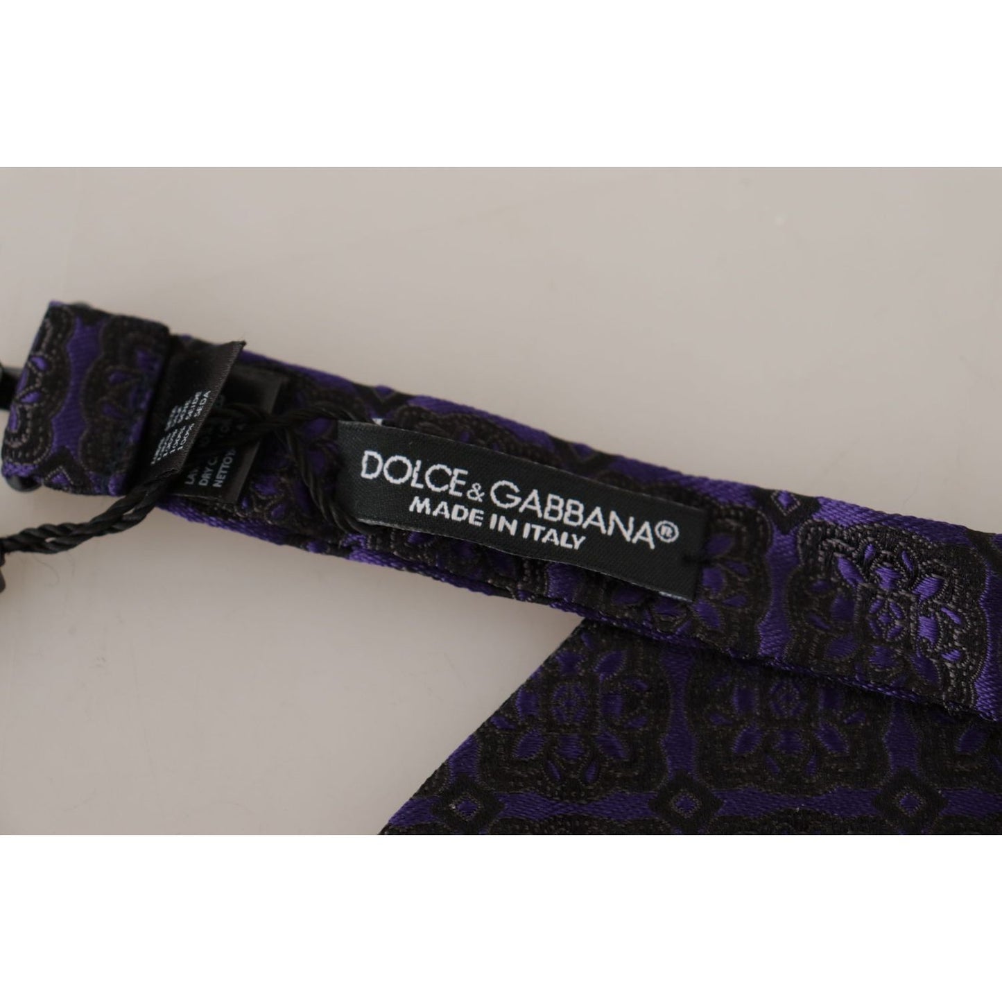 Dolce & Gabbana Elegant Blue Geometric Silk Bow Tie Dolce & Gabbana Dark Gray