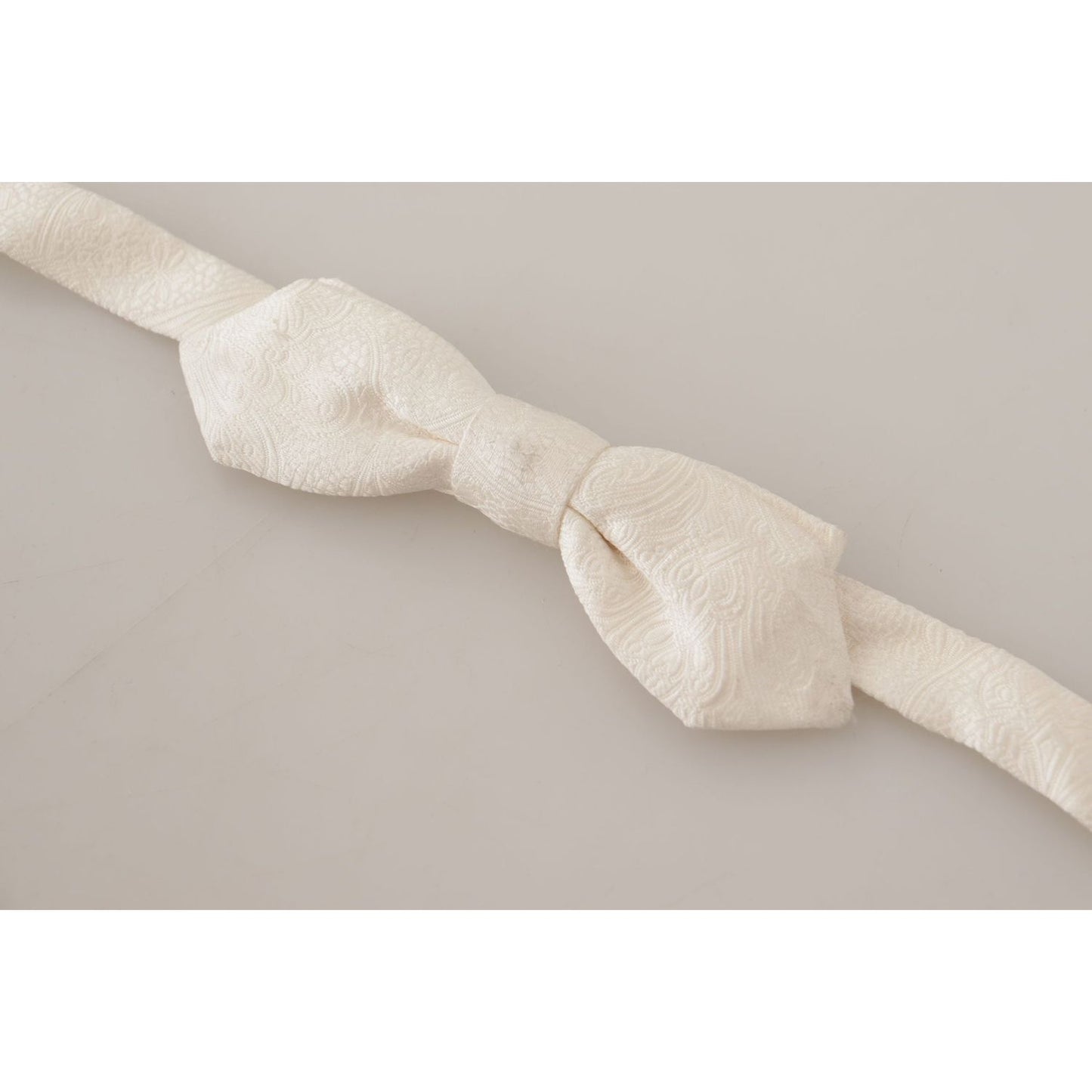 Dolce & Gabbana Elegant White Silk Bow Tie Dolce & Gabbana Gray