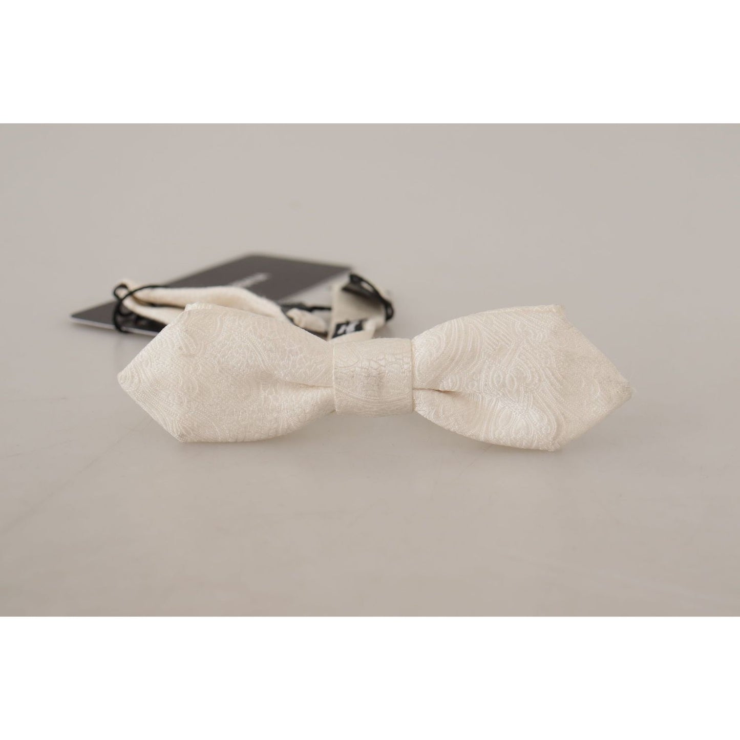 Dolce & Gabbana Elegant White Silk Bow Tie Dolce & Gabbana Gray