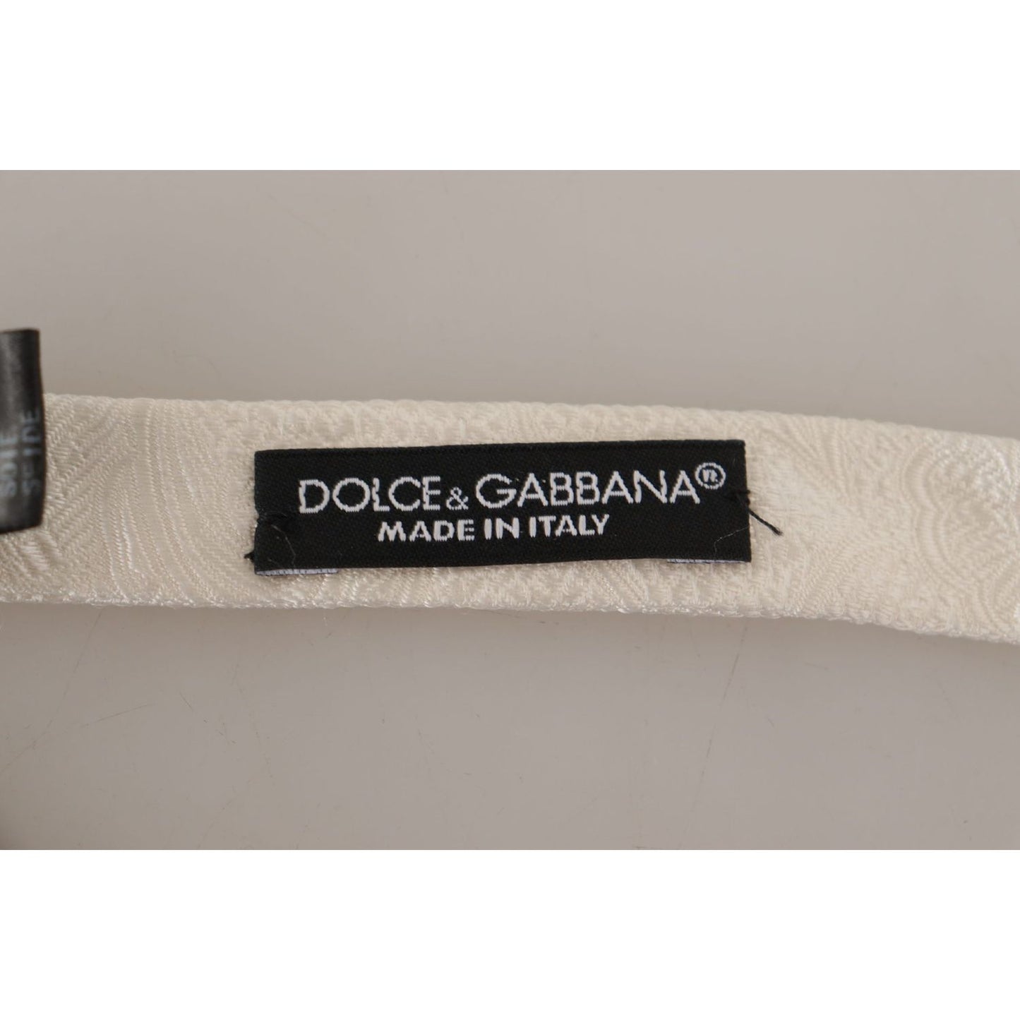 Dolce & Gabbana Elegant White Silk Bow Tie Dolce & Gabbana Dark Gray