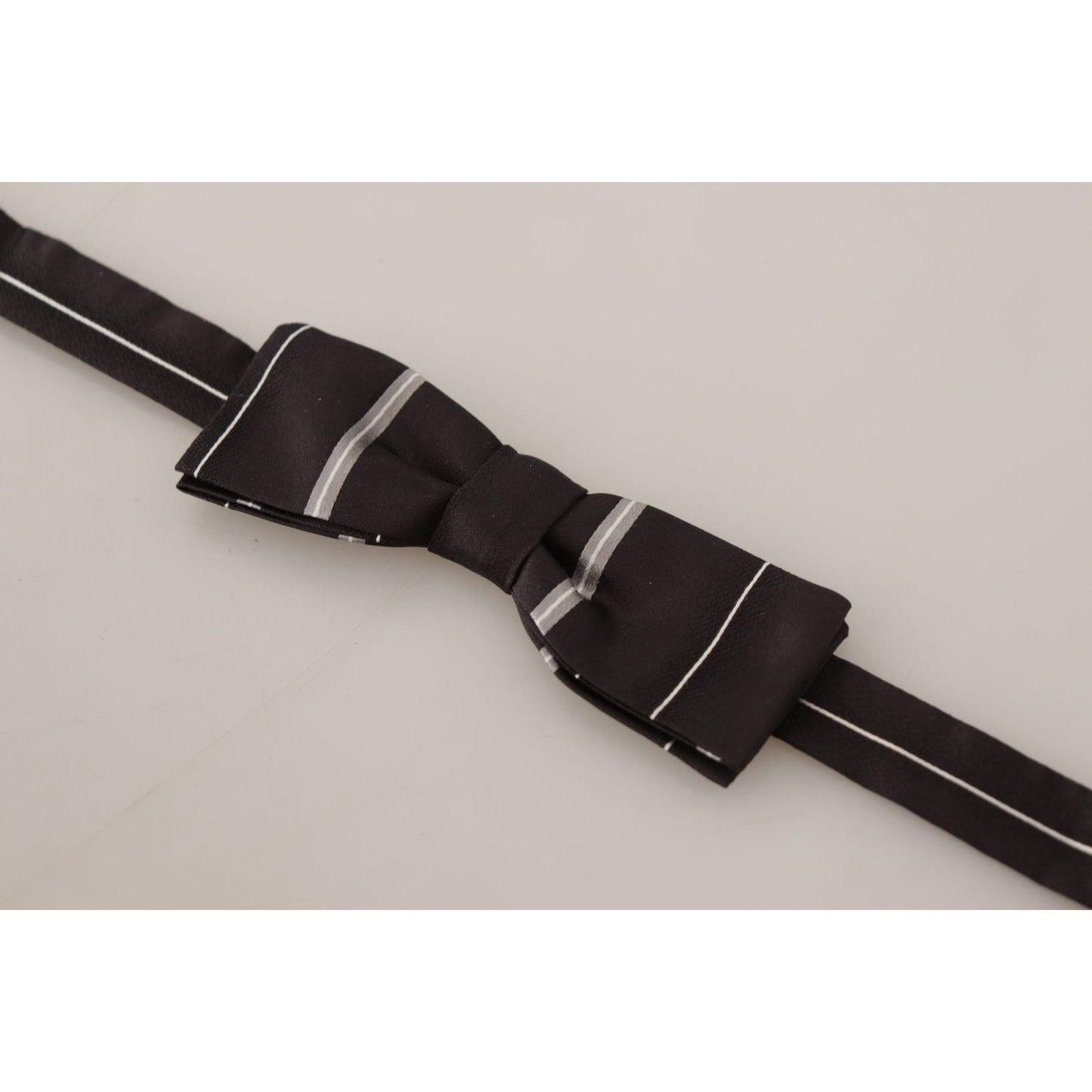 Dolce & Gabbana Elegant Silk Bow Tie in Black and Grey Dolce & Gabbana Gray