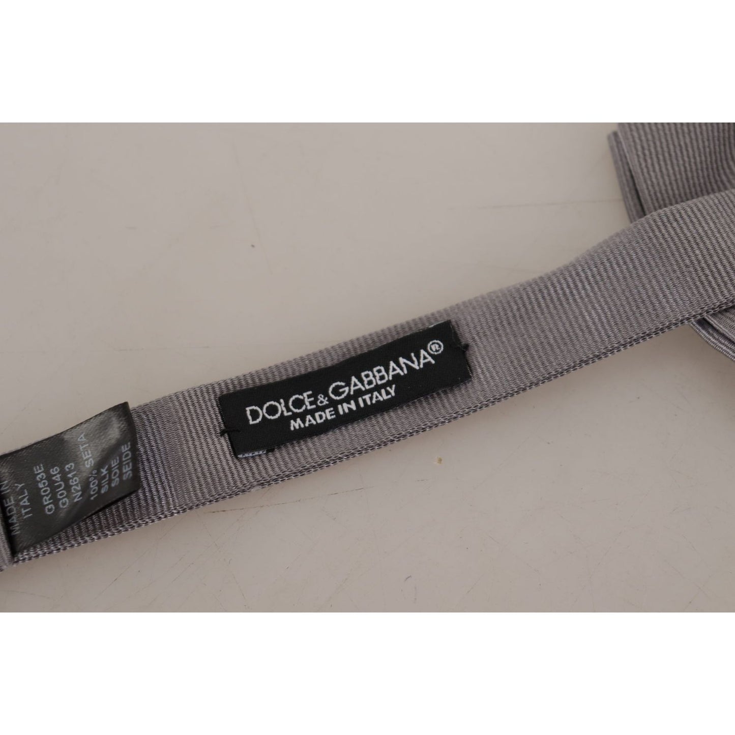 Dolce & Gabbana Elegant Gray Silk Bow Tie Dolce & Gabbana Dark Gray