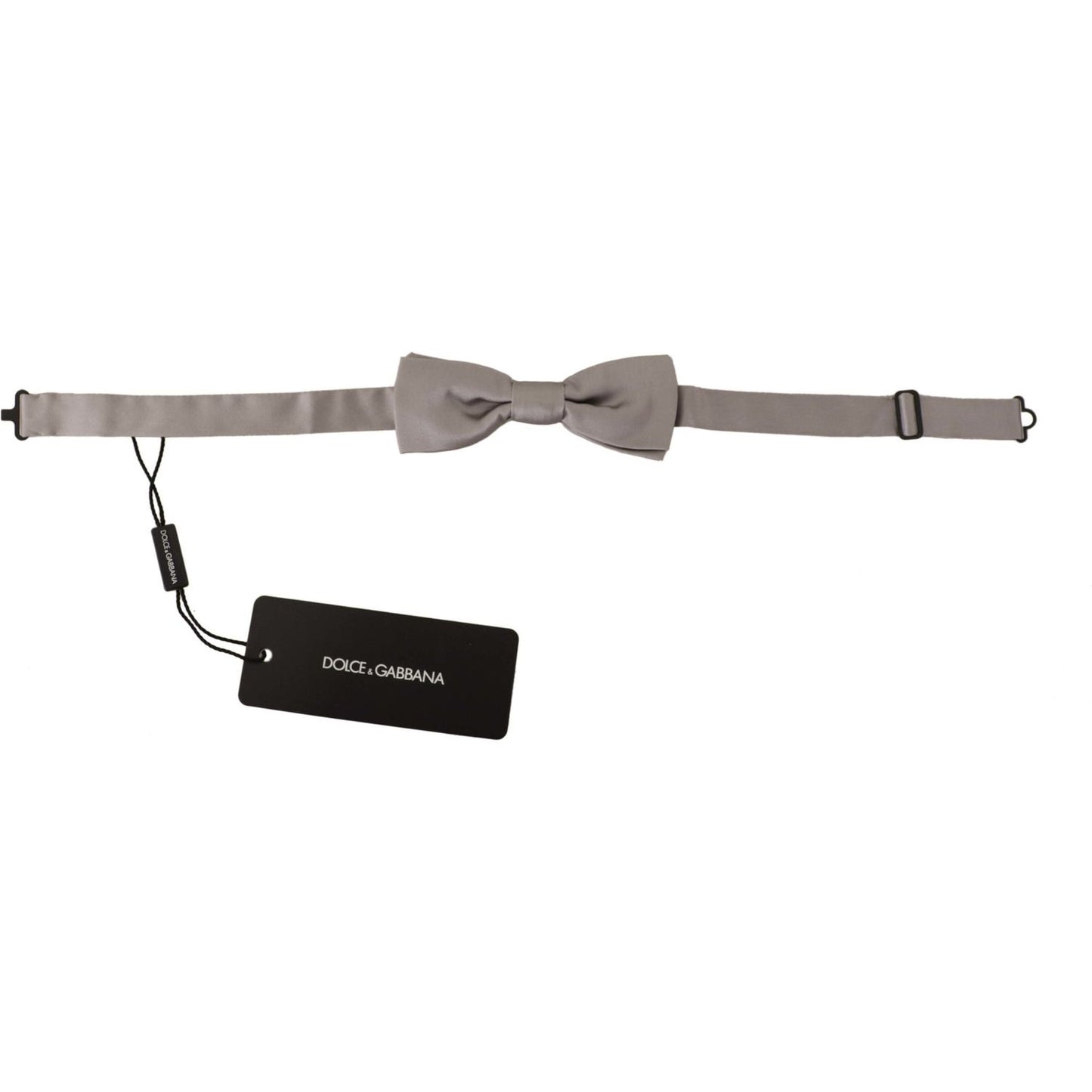 Dolce & Gabbana Elegant Silver Silk Bow Tie for Sophisticated Evening Dolce & Gabbana Slate Gray