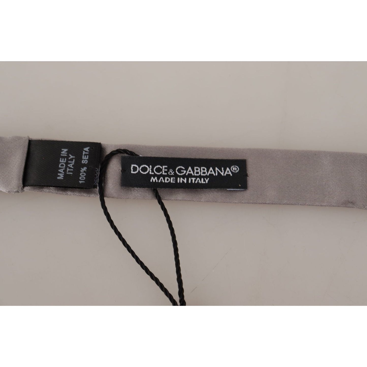 Dolce & Gabbana Elegant Silver Silk Bow Tie for Sophisticated Evening Dolce & Gabbana Dark Gray