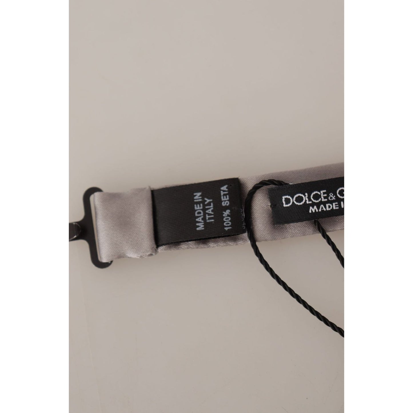 Dolce & Gabbana Elegant Silver Silk Bow Tie for Sophisticated Evening Dolce & Gabbana Dark Gray