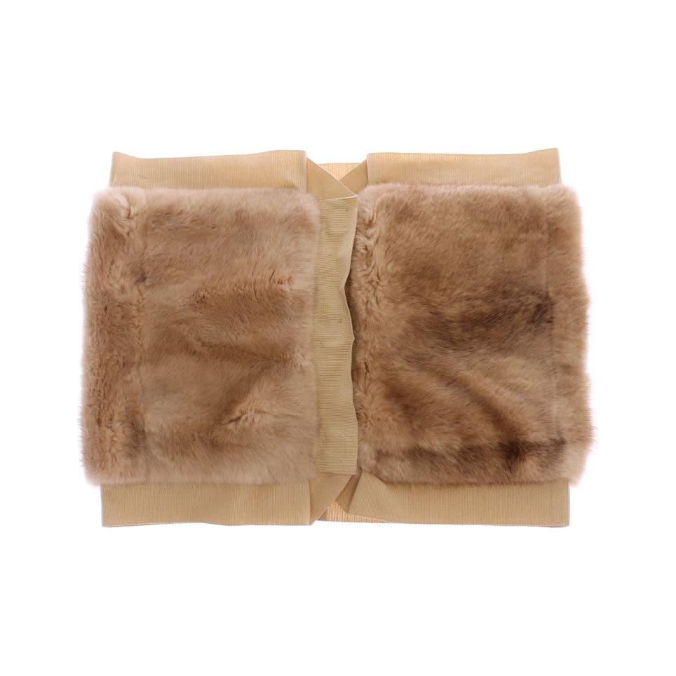 Dolce & Gabbana Exclusive Beige MINK Fur Scarf Wrap Fur Scarves Dolce & Gabbana Rosy Brown