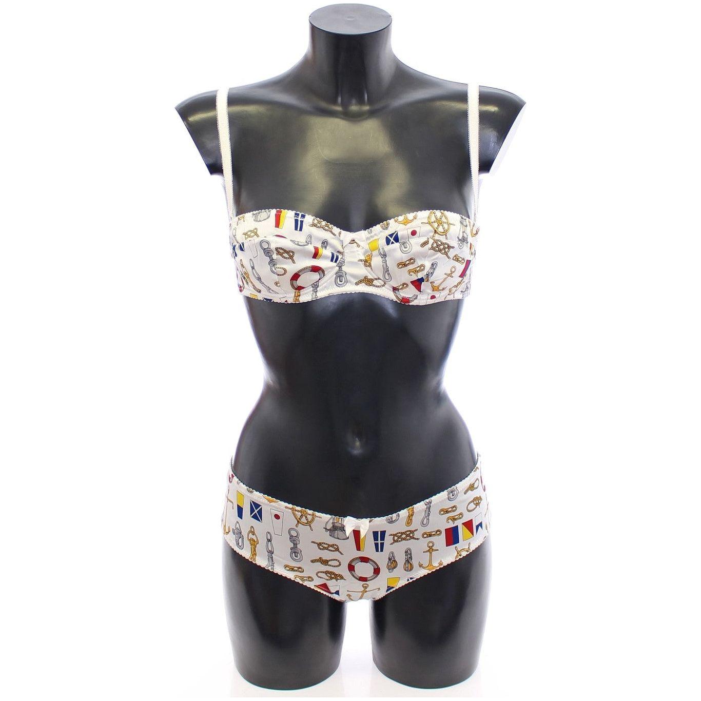 Dolce & Gabbana Elegant White Sailor Print Lingerie Set Dolce & Gabbana Dark Slate Gray