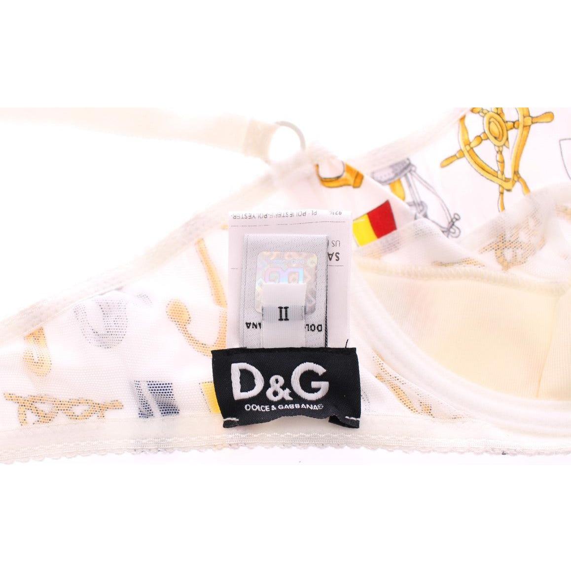 Dolce & Gabbana Elegant White Sailor Print Lingerie Set Dolce & Gabbana Misty Rose