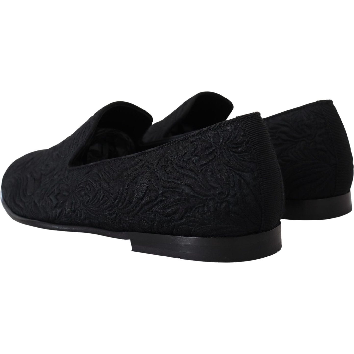 Dolce & Gabbana Elegant Jacquard Black Loafers Slide On Flats Dolce & Gabbana Black