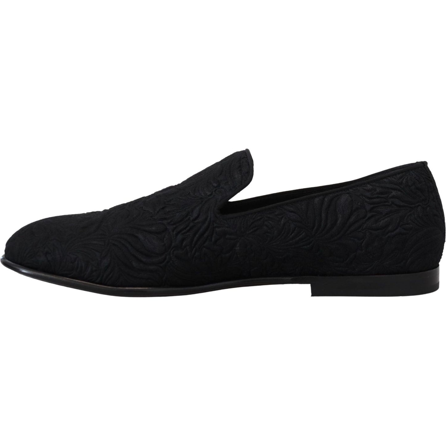 Dolce & Gabbana Elegant Jacquard Black Loafers Slide On Flats Dolce & Gabbana Black