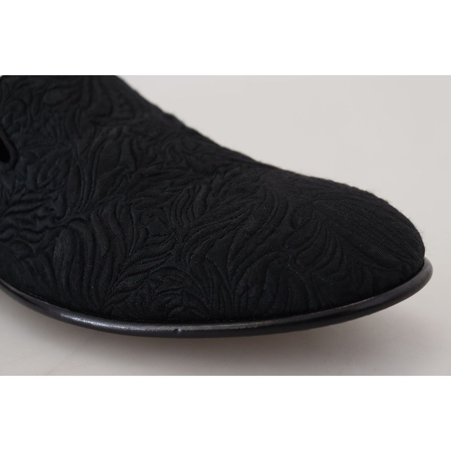 Dolce & Gabbana Elegant Jacquard Black Loafers Slide On Flats Dolce & Gabbana Dark Slate Gray