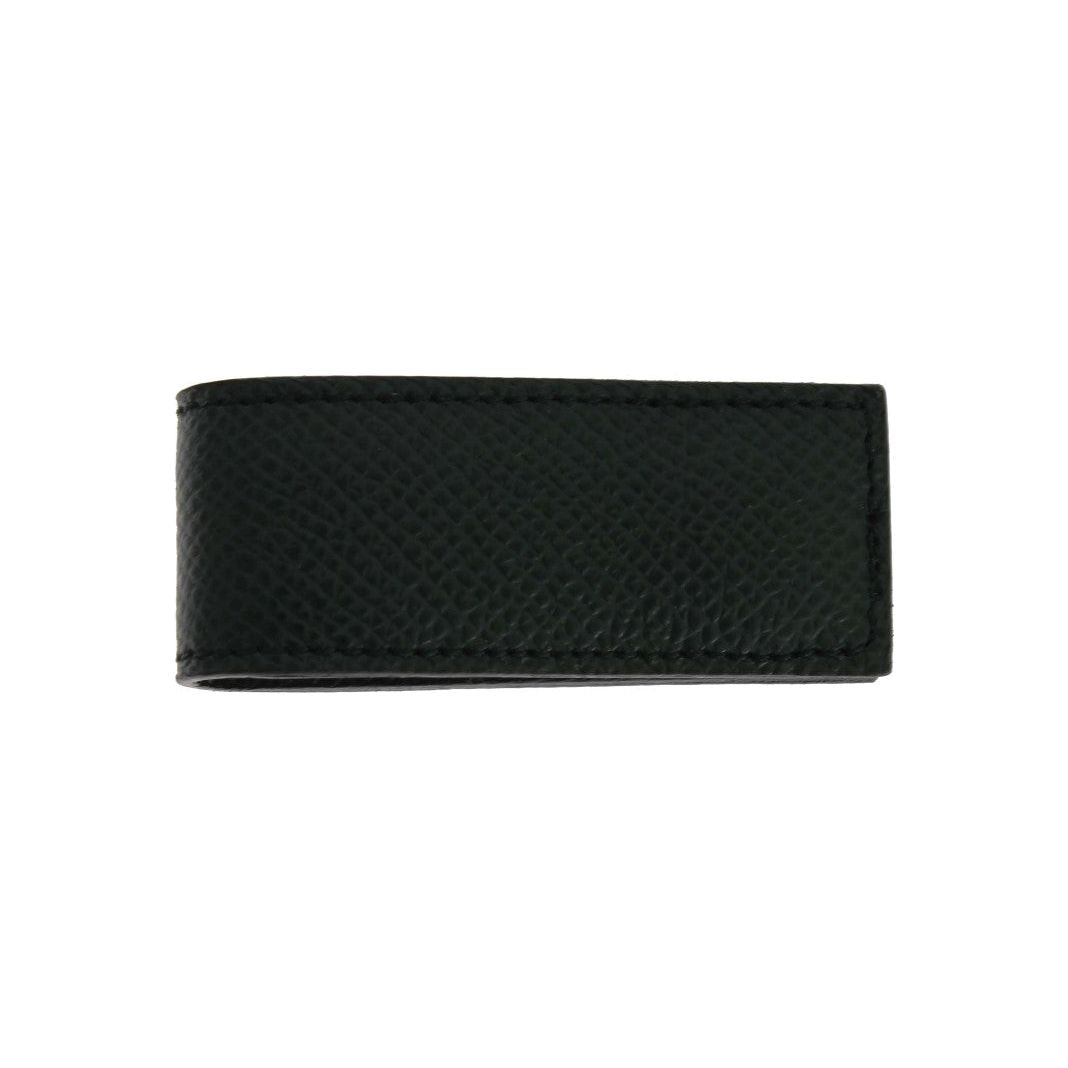 Dolce & Gabbana Elegant Green Leather Money Clip Money Clip Dolce & Gabbana Black