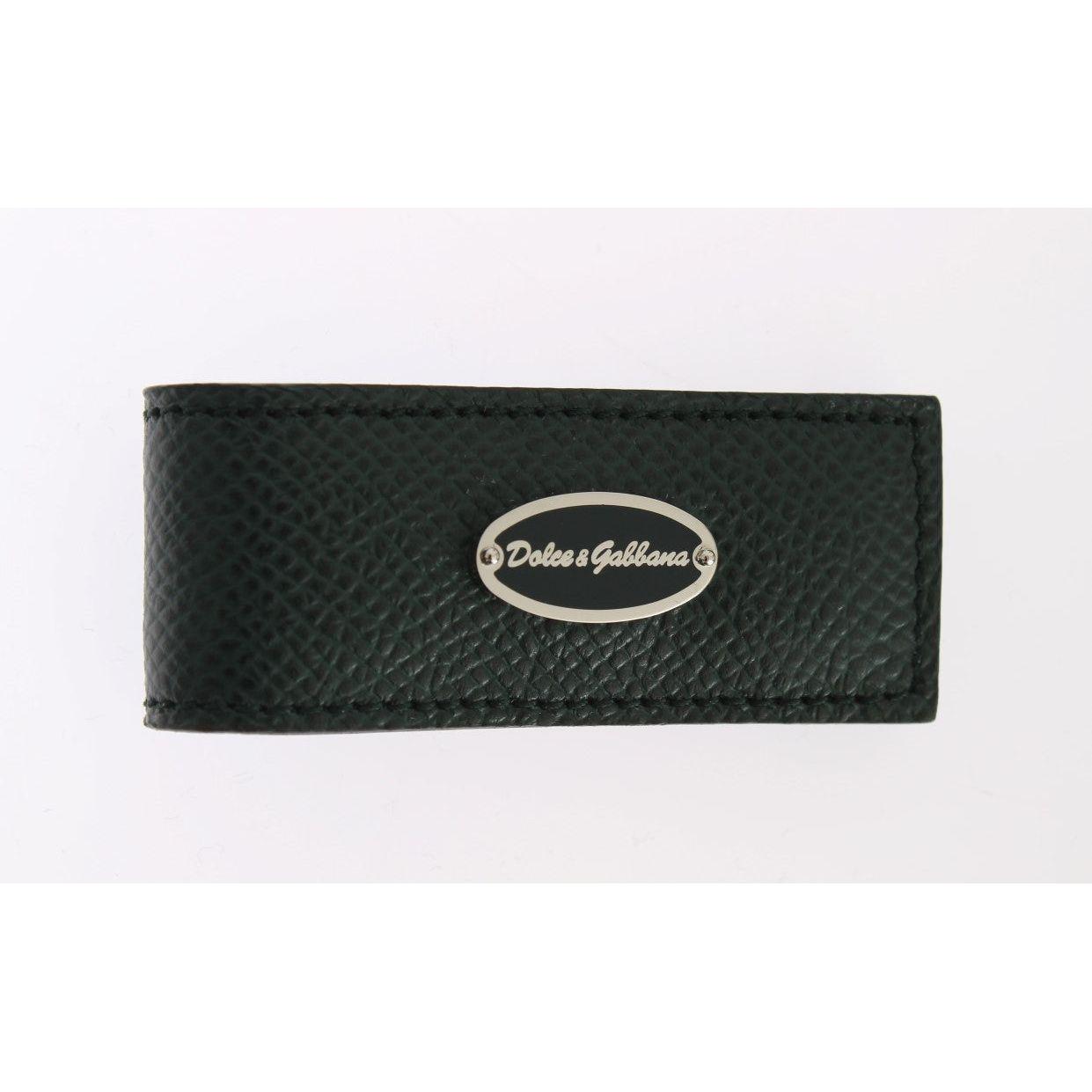 Dolce & Gabbana Elegant Green Leather Money Clip Money Clip Dolce & Gabbana White Smoke
