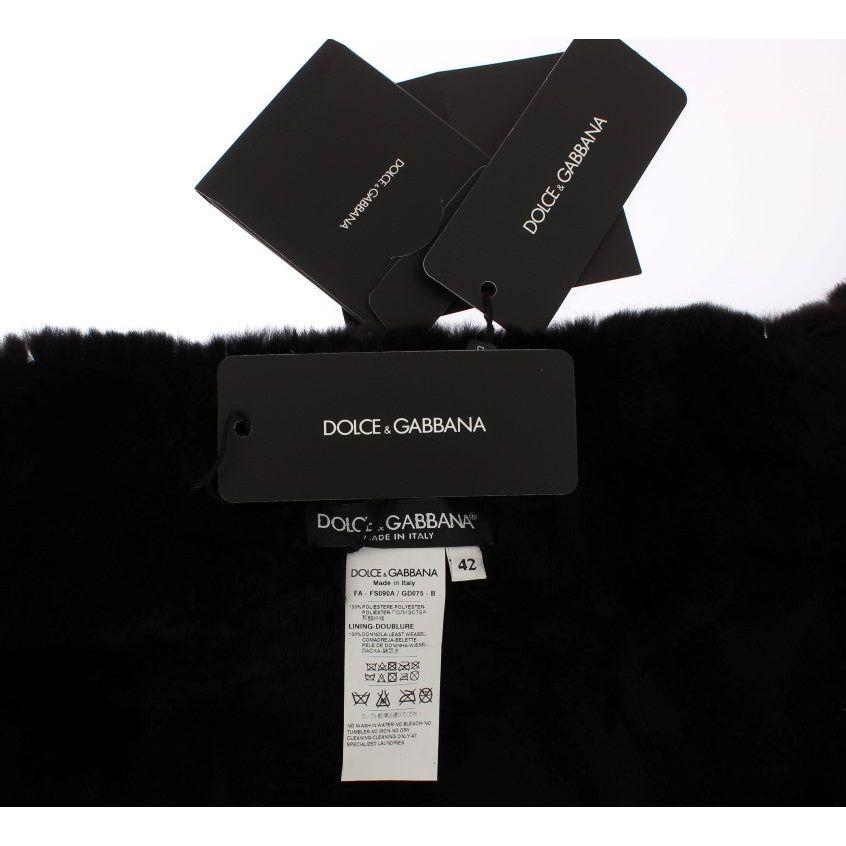 Dolce & Gabbana Elegant Floral Sequined Fur Scarf Dolce & Gabbana Lavender
