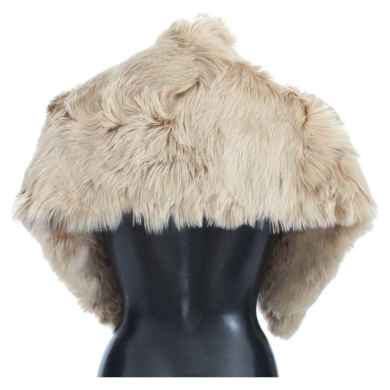 Dolce & Gabbana Elegant Alpaca Fur Shoulder Wrap in Beige Alpaca Scarves Dolce & Gabbana Gray