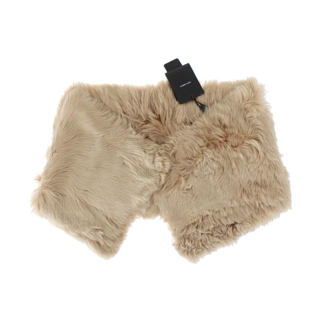 Dolce & Gabbana Elegant Alpaca Fur Shoulder Wrap in Beige Alpaca Scarves Dolce & Gabbana Rosy Brown