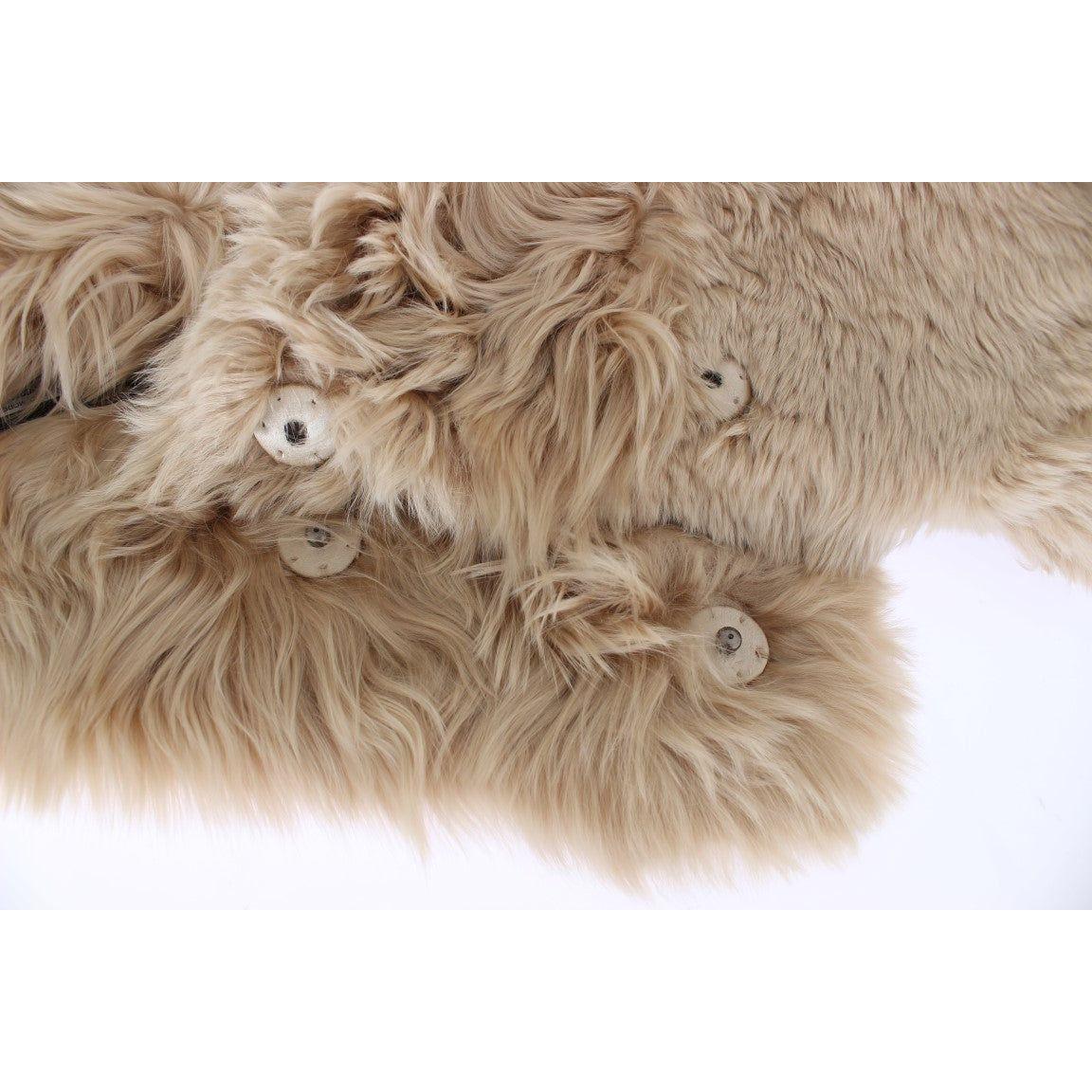Dolce & Gabbana Elegant Alpaca Fur Shoulder Wrap in Beige Alpaca Scarves Dolce & Gabbana Rosy Brown