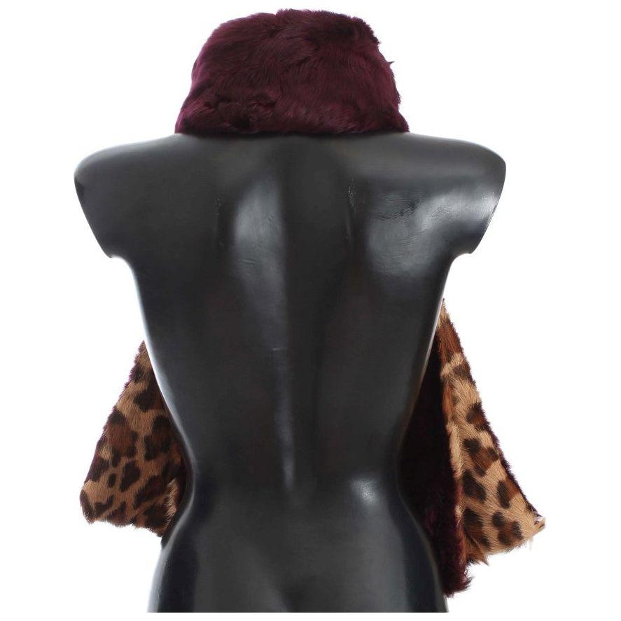 Dolce & Gabbana Exquisite Leopard Print Lambskin Fur Scarf Dolce & Gabbana Dark Slate Gray