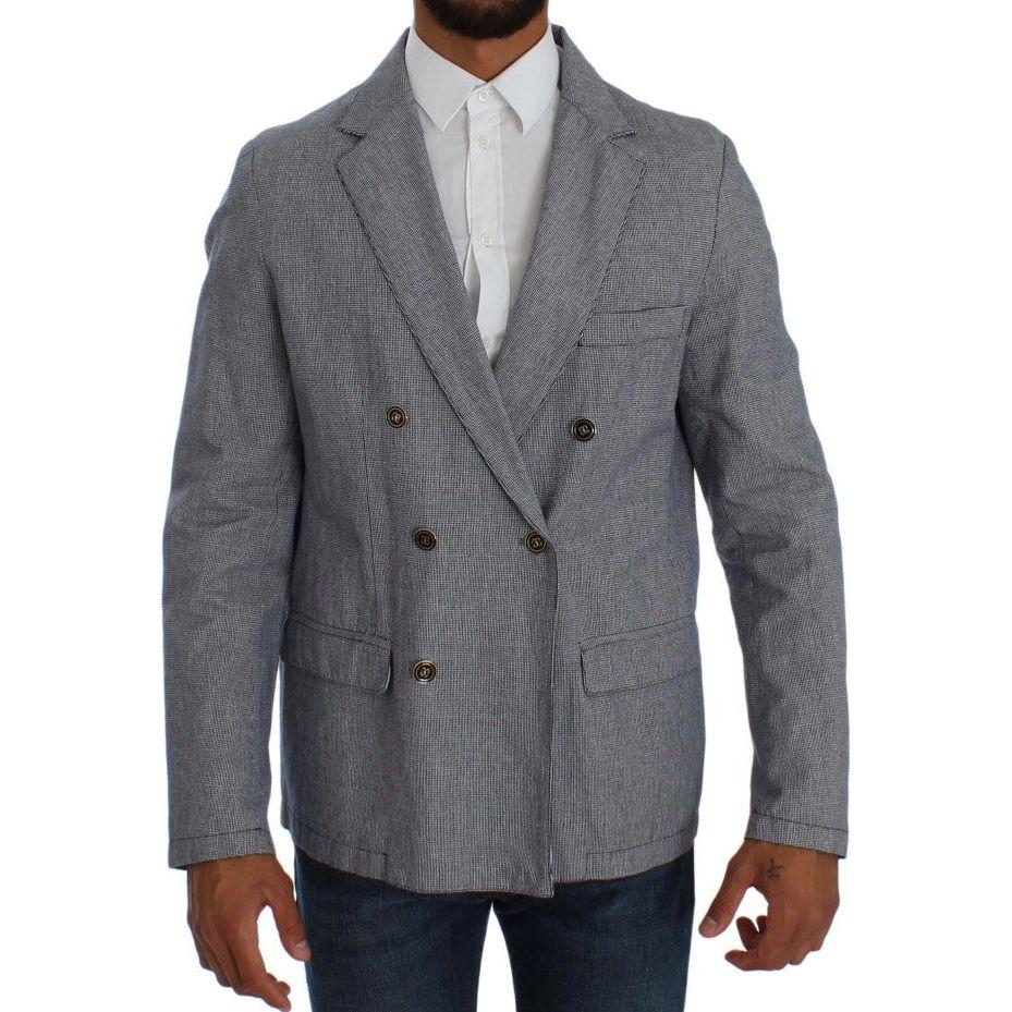 Master Coat Elegant Double-Breasted Blue Blazer Master Coat Dim Gray