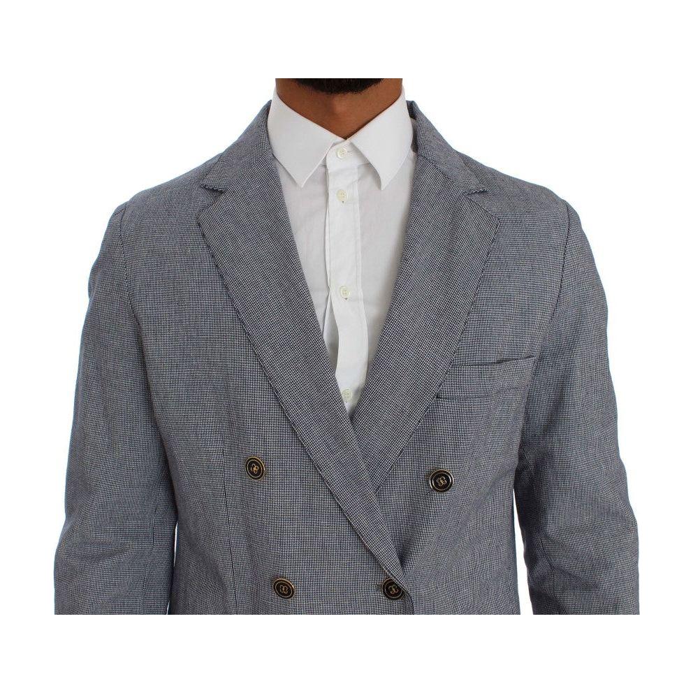 Master Coat Elegant Double-Breasted Blue Blazer Master Coat Dim Gray