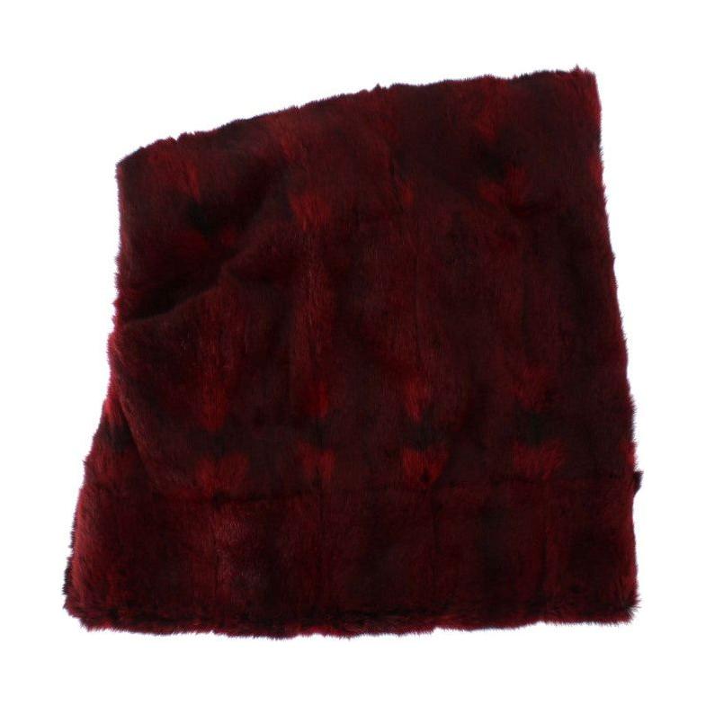 Dolce & Gabbana Luxurious Bordeaux Fur Hooded Scarf Wrap Hood Scarf Dolce & Gabbana Black
