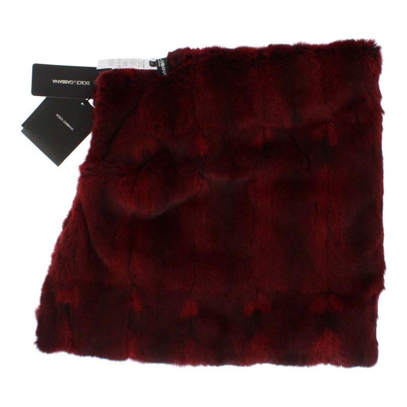 Dolce & Gabbana Luxurious Bordeaux Fur Hooded Scarf Wrap Hood Scarf Dolce & Gabbana Black