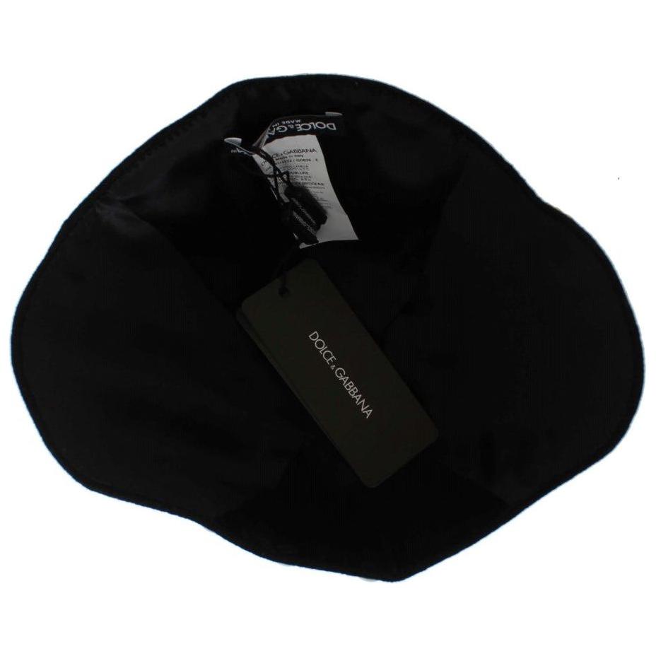 Dolce & Gabbana Elegant Black Floral Wool Cloche Hat Hat Dolce & Gabbana Black