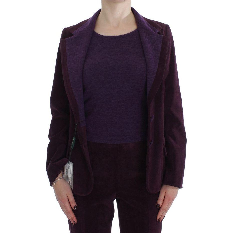 BENCIVENGA Elegant Purple Wool Blend Three Piece Suit Set Suit BENCIVENGA Black
