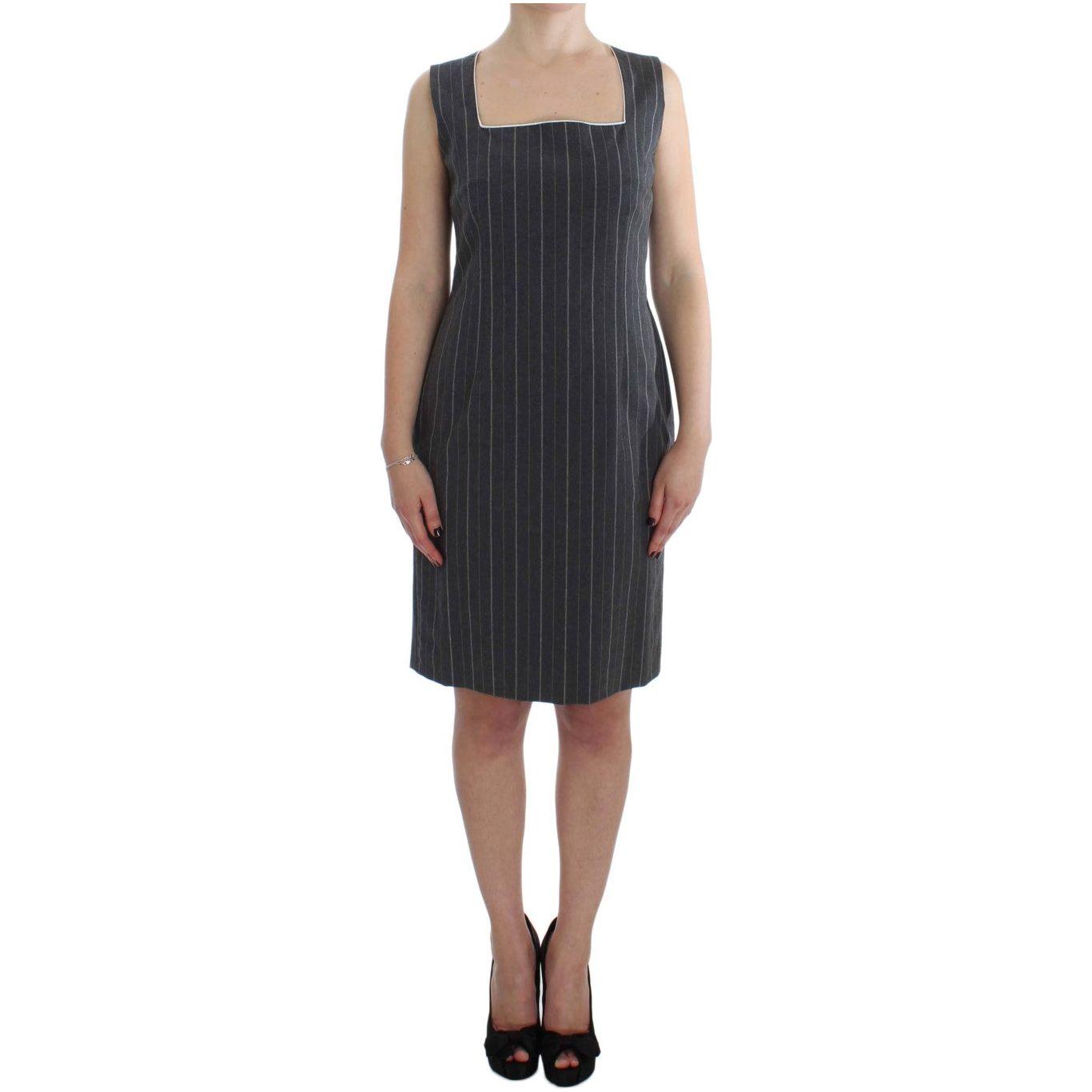 BENCIVENGA Elegant Gray Striped Dress & Blazer Suit Set BENCIVENGA Rosy Brown
