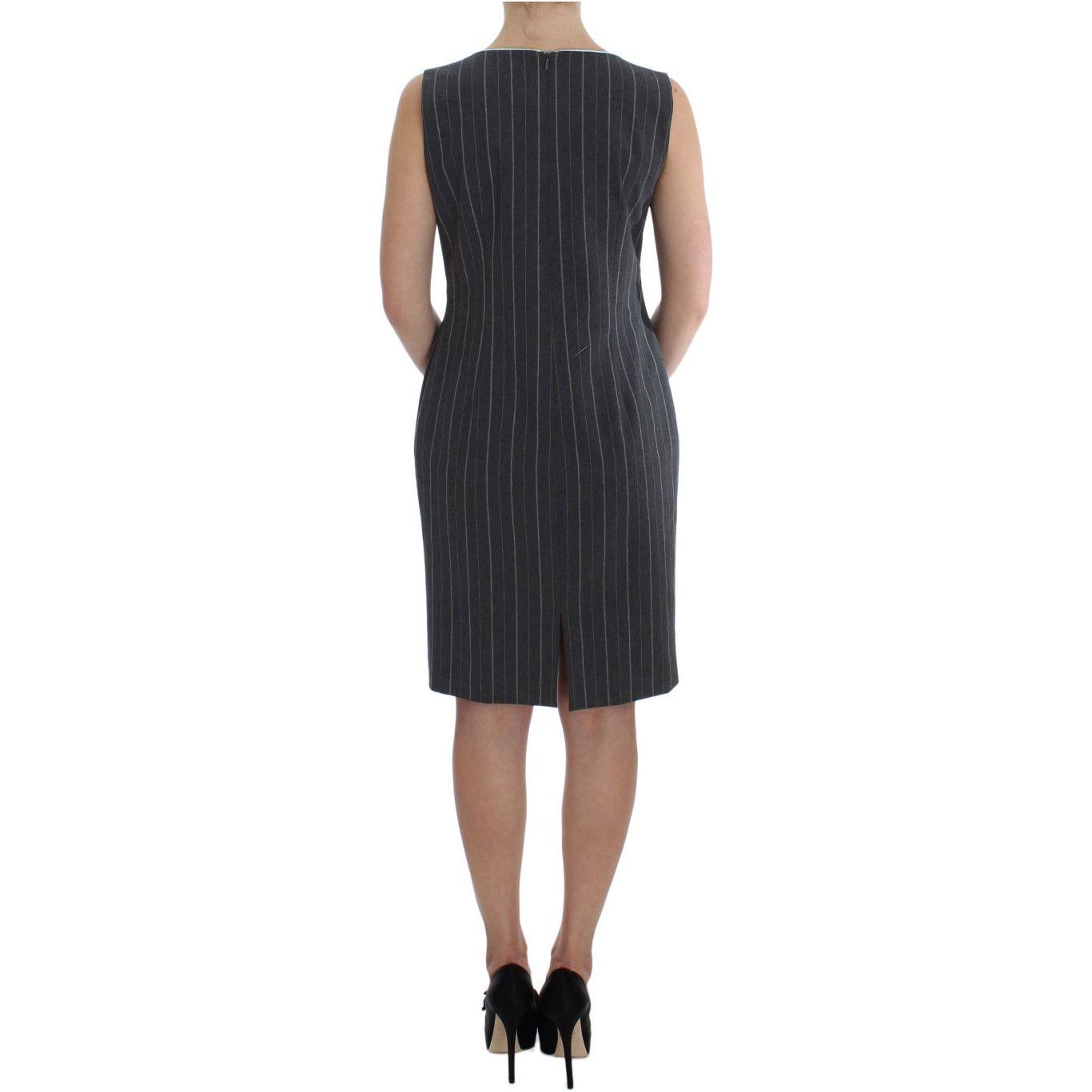 BENCIVENGA Elegant Gray Striped Dress & Blazer Suit Set BENCIVENGA Rosy Brown
