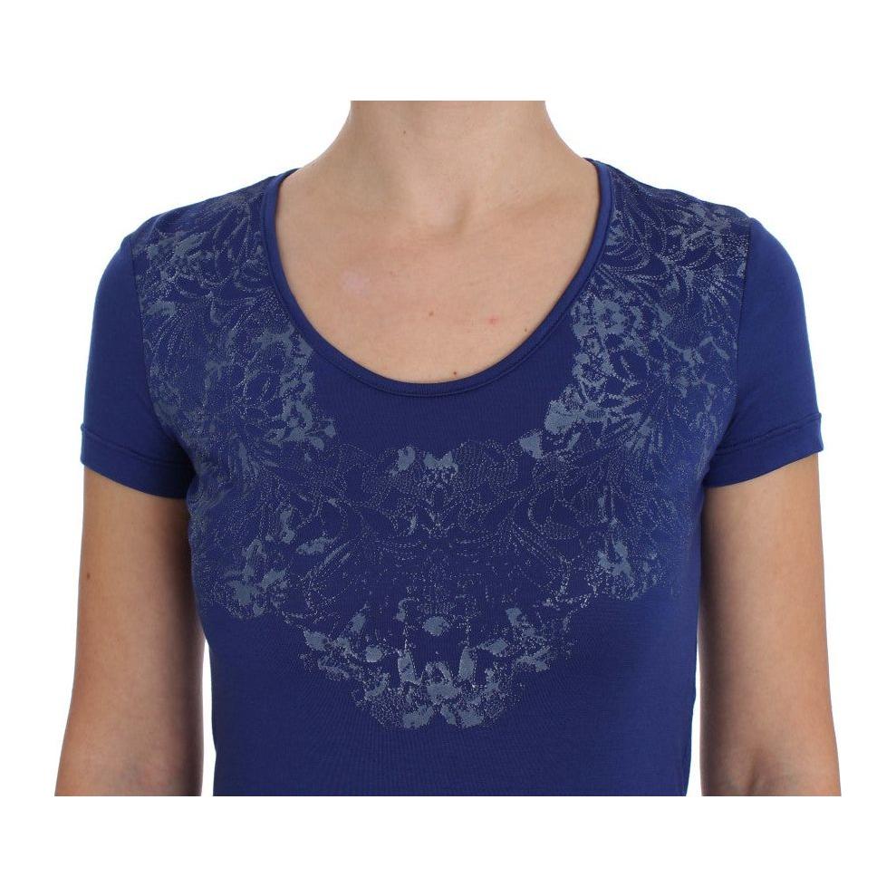 Ermanno Scervino Elegant Blue Crew Neck Tee with Logo Detail Ermanno Scervino Dark Slate Gray