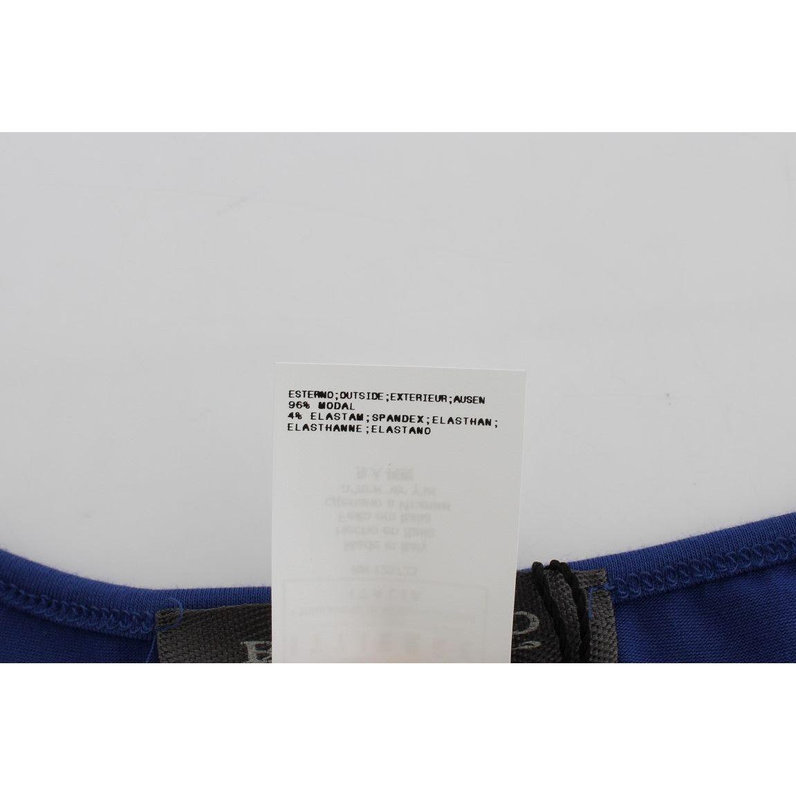 Ermanno Scervino Elegant Blue Crew Neck Tee with Logo Detail Ermanno Scervino Gray