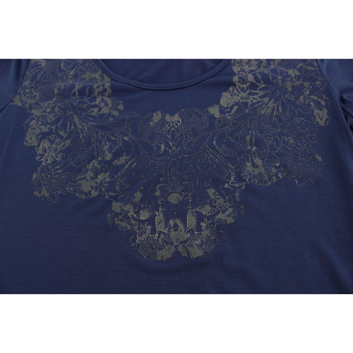 Ermanno Scervino Elegant Blue Crew Neck Tee with Logo Detail Ermanno Scervino Dark Slate Gray