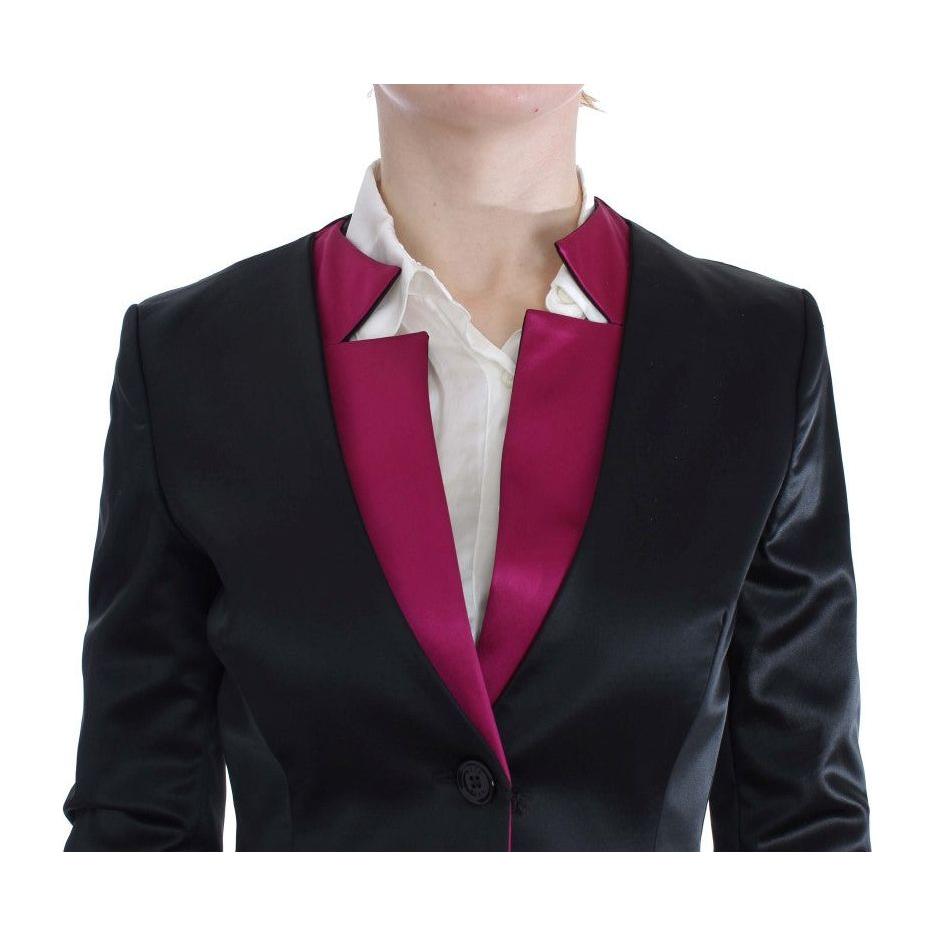 Exte Chic Black and Pink Skirt Suit Ensemble Skirt Suit Exte Black