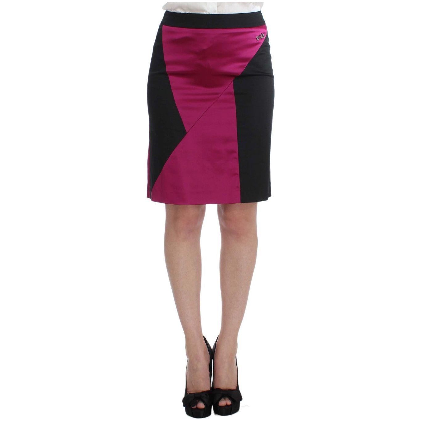 Exte Chic Black and Pink Skirt Suit Ensemble Skirt Suit Exte Maroon