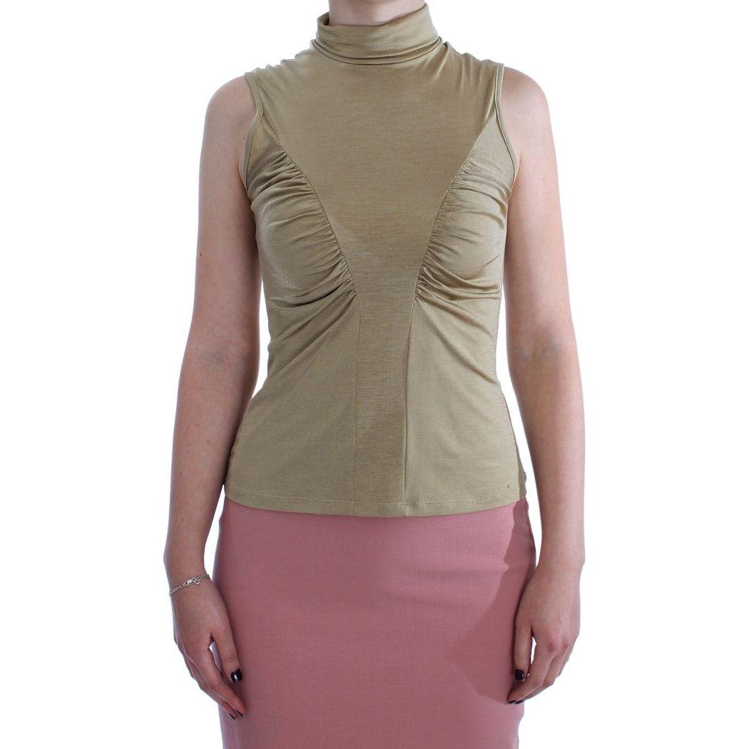 Exte Glamorous Gold Turtleneck Vest Top Exte Dim Gray