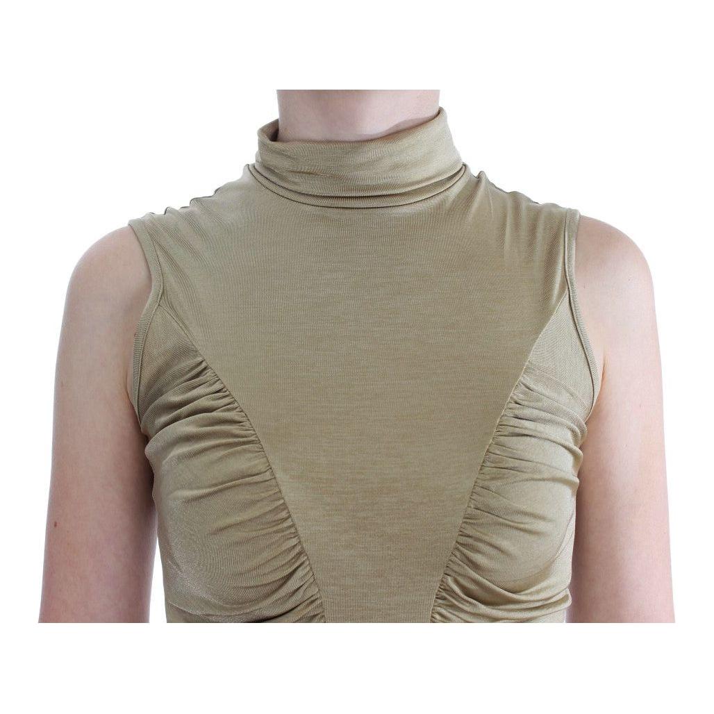Exte Glamorous Gold Turtleneck Vest Top Exte Rosy Brown