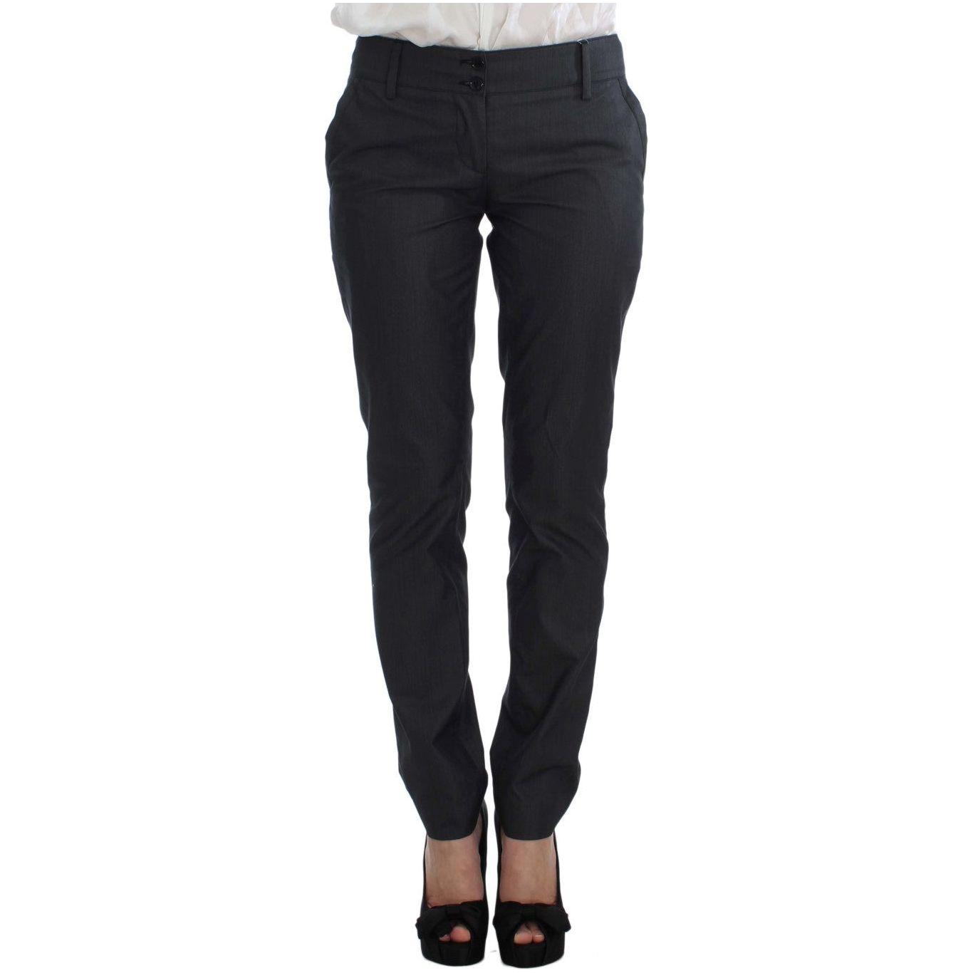 Exte Chic Gray Cotton Blend Pantsuit Ensemble Suit Exte Dark Slate Gray