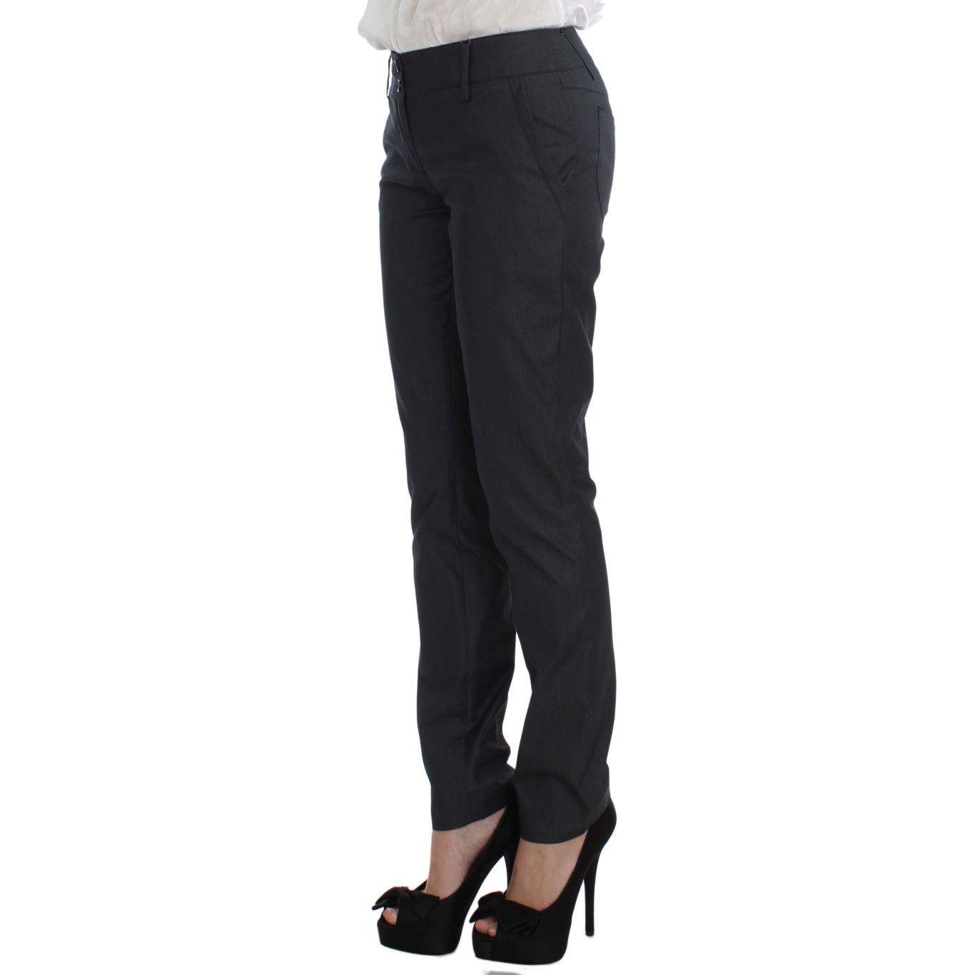 Exte Chic Gray Cotton Blend Pantsuit Ensemble Suit Exte Dark Slate Gray