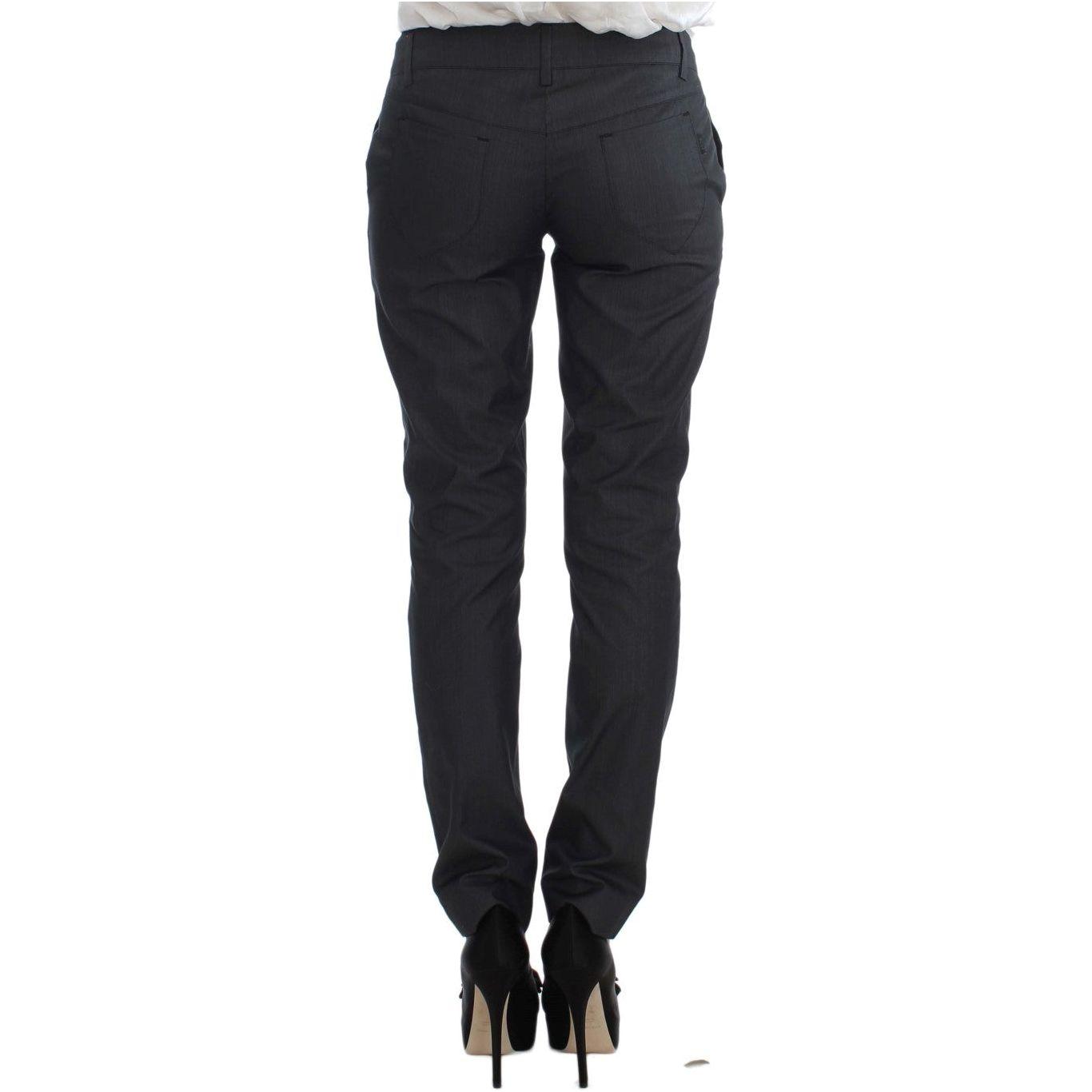 Exte Chic Gray Cotton Blend Pantsuit Ensemble Suit Exte Dark Slate Gray