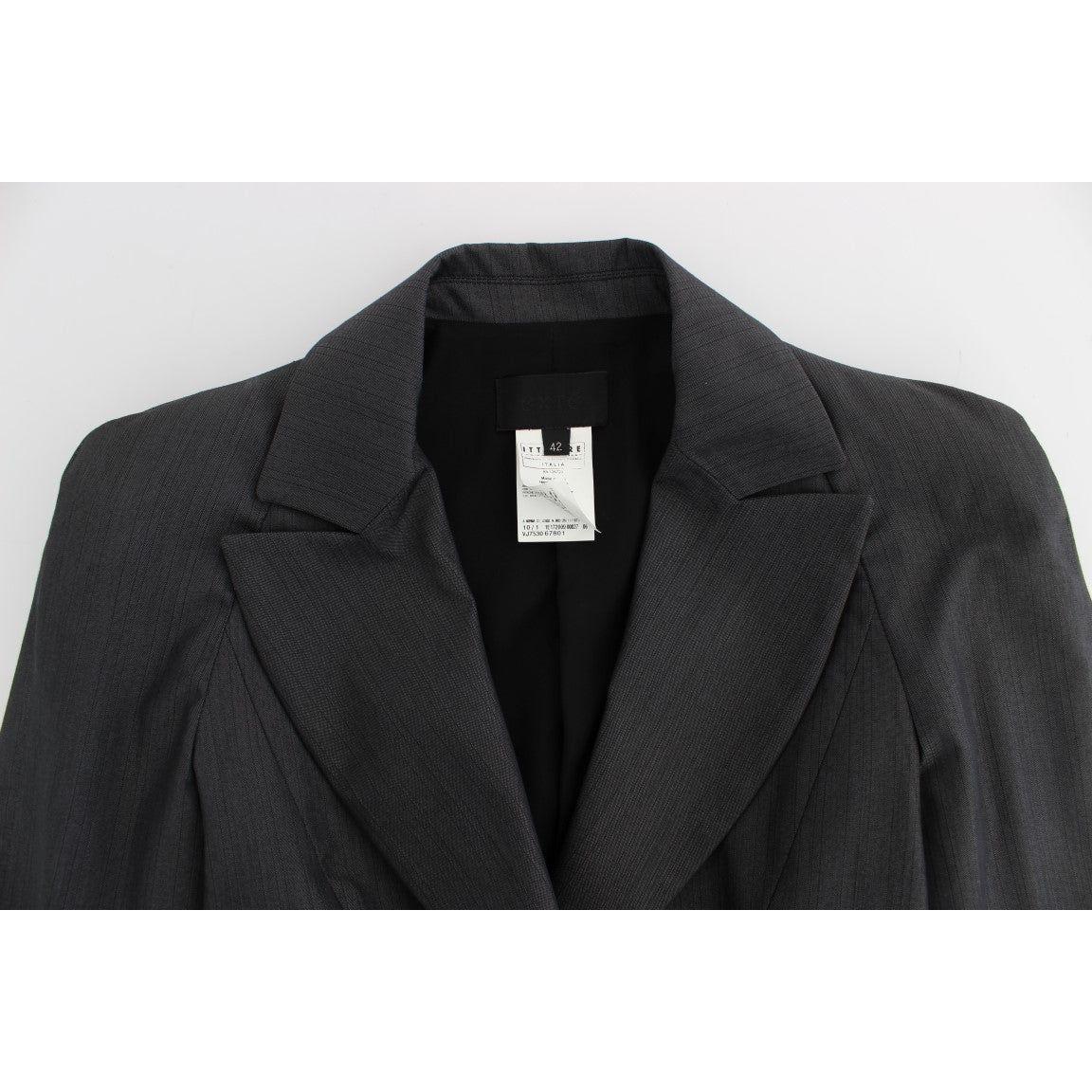 Exte Chic Gray Cotton Blend Pantsuit Ensemble Suit Exte Lavender