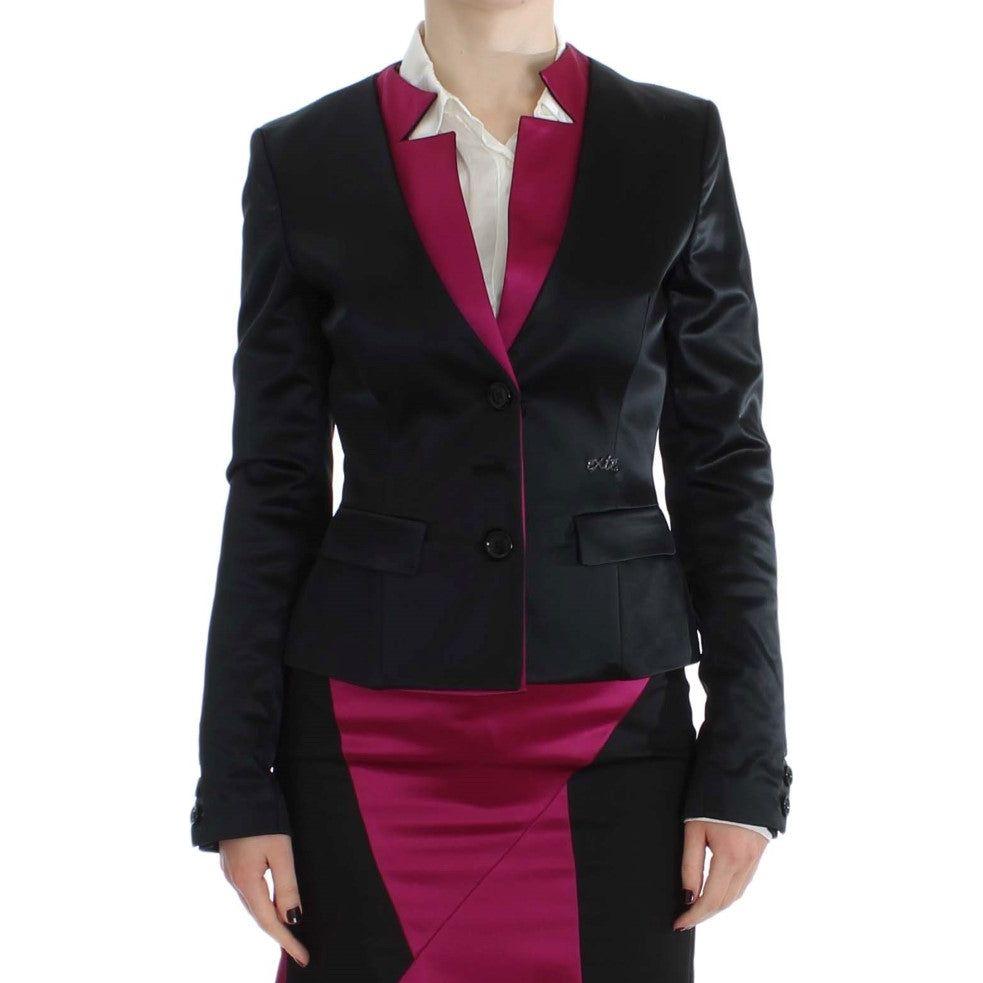 Exte Chic Black and Pink Single-Breasted Blazer Blazer Jacket Exte Black