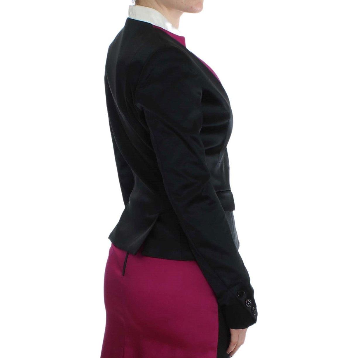 Exte Chic Black and Pink Single-Breasted Blazer Blazer Jacket Exte Black