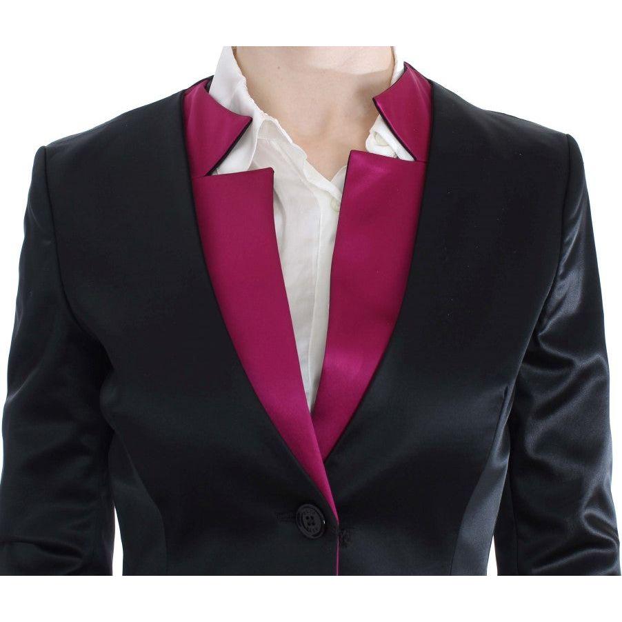 Exte Chic Black and Pink Single-Breasted Blazer Blazer Jacket Exte Black