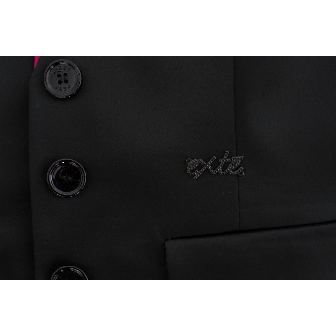 Exte Chic Black and Pink Single-Breasted Blazer Blazer Jacket Exte Black