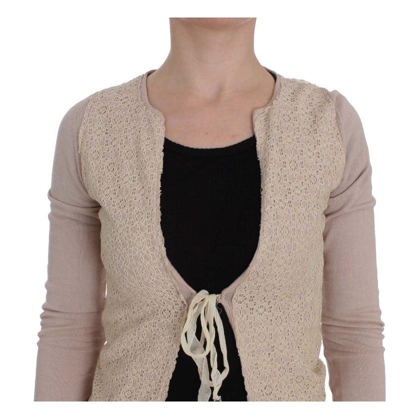 PINK MEMORIES Elegant Pink Wrap Sweater Cotton Knit PINK MEMORIES Rosy Brown