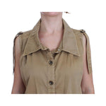 PLEIN SUD Beige Sleeveless Cotton Blouse PLEIN SUD Rosy Brown